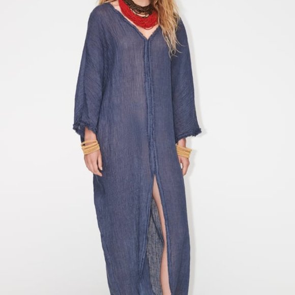 knee length dresses for ladies Linen Kaftan Dress – Sacred Tide main image 0